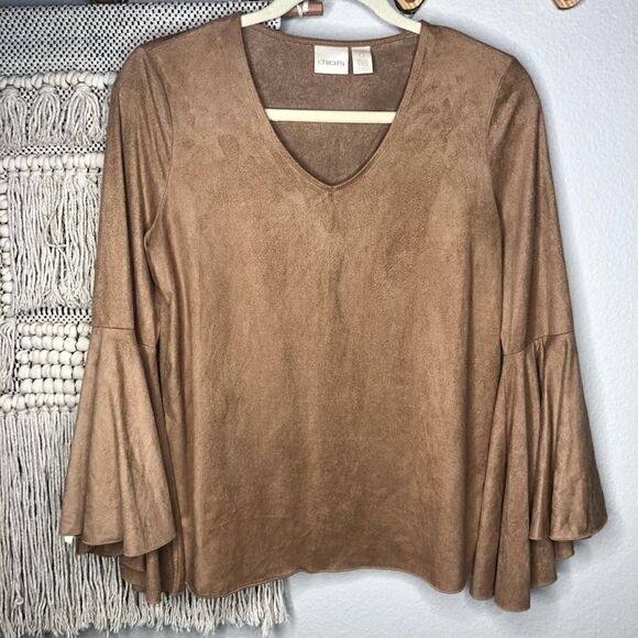 Chico’s Tan Bell Sleeve Top - Picture 1 of 5